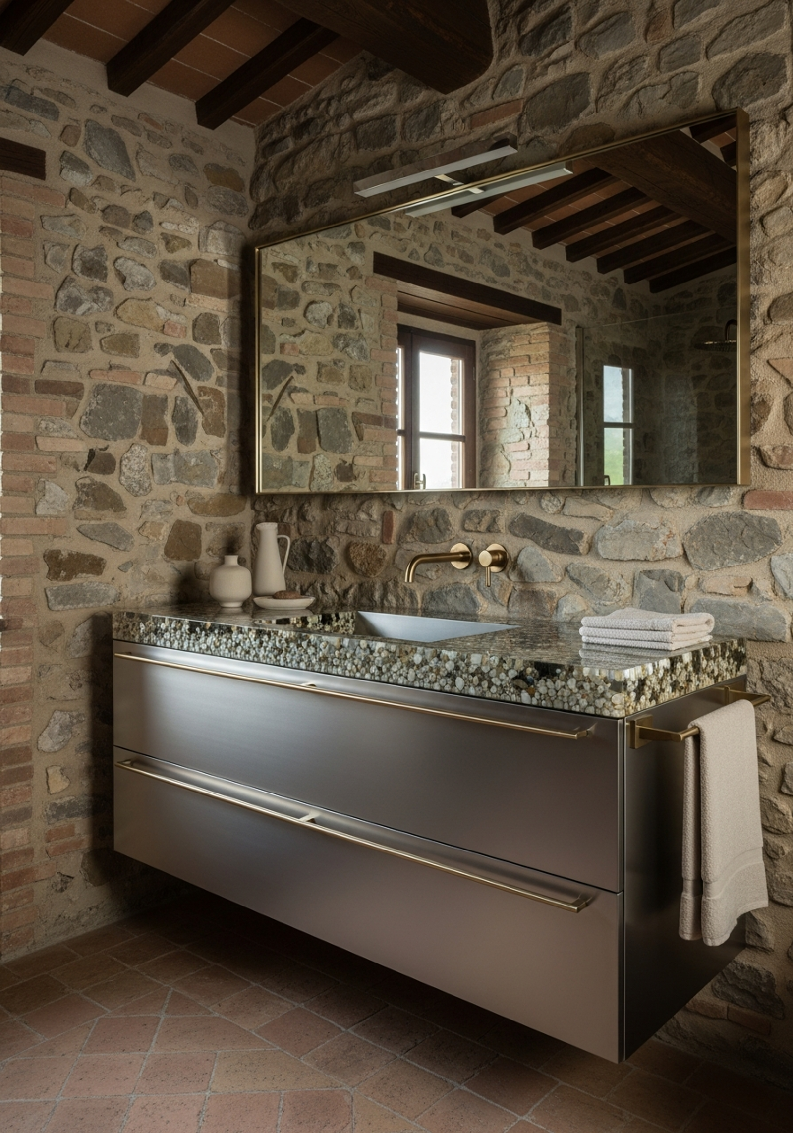 Fadior Siena Tuscan Villa — bathroom vanity with premium material integration