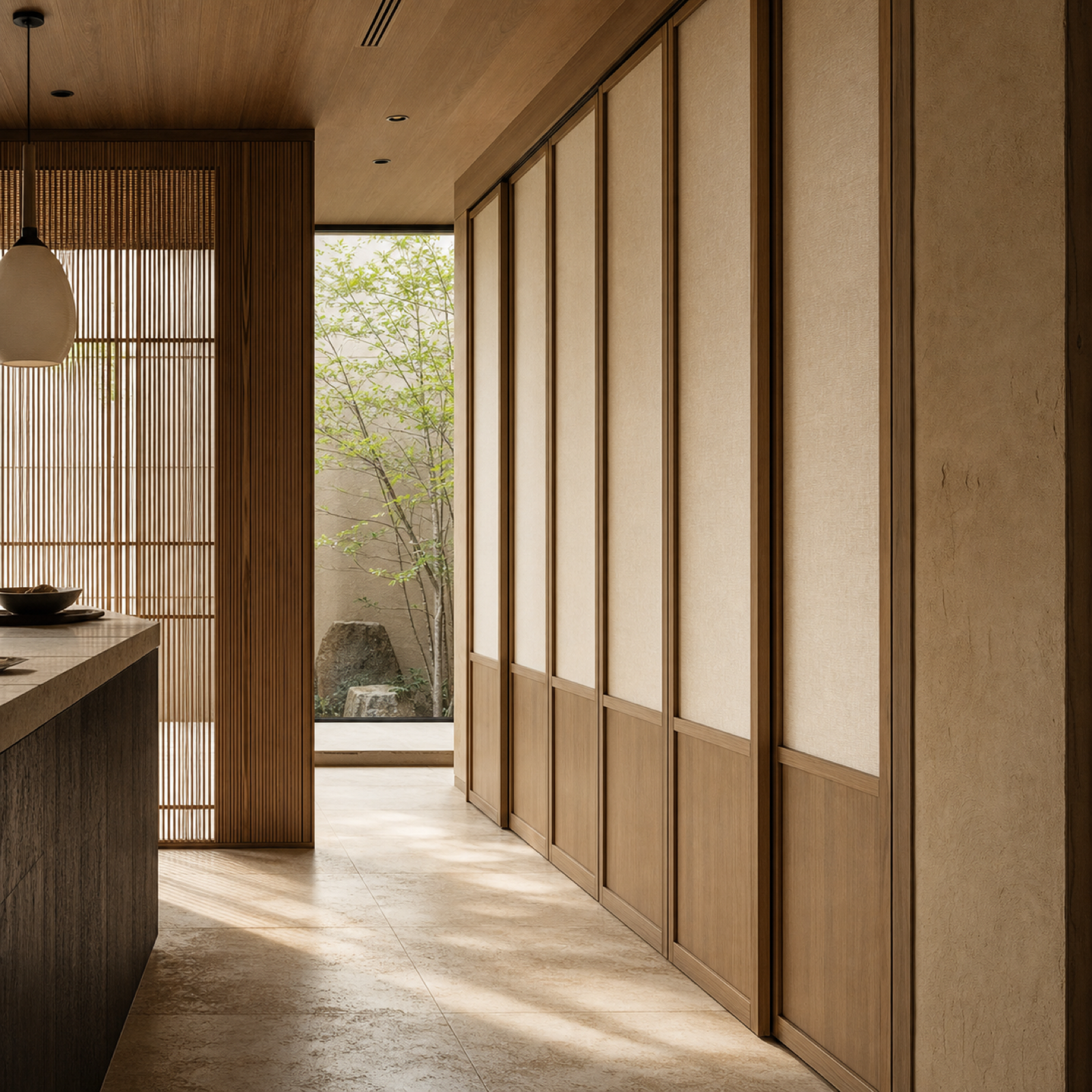 Fadior Lumiere Wardrobe Suite with Shoji Veil Dressing Screen — interior room context showing cabinet integration