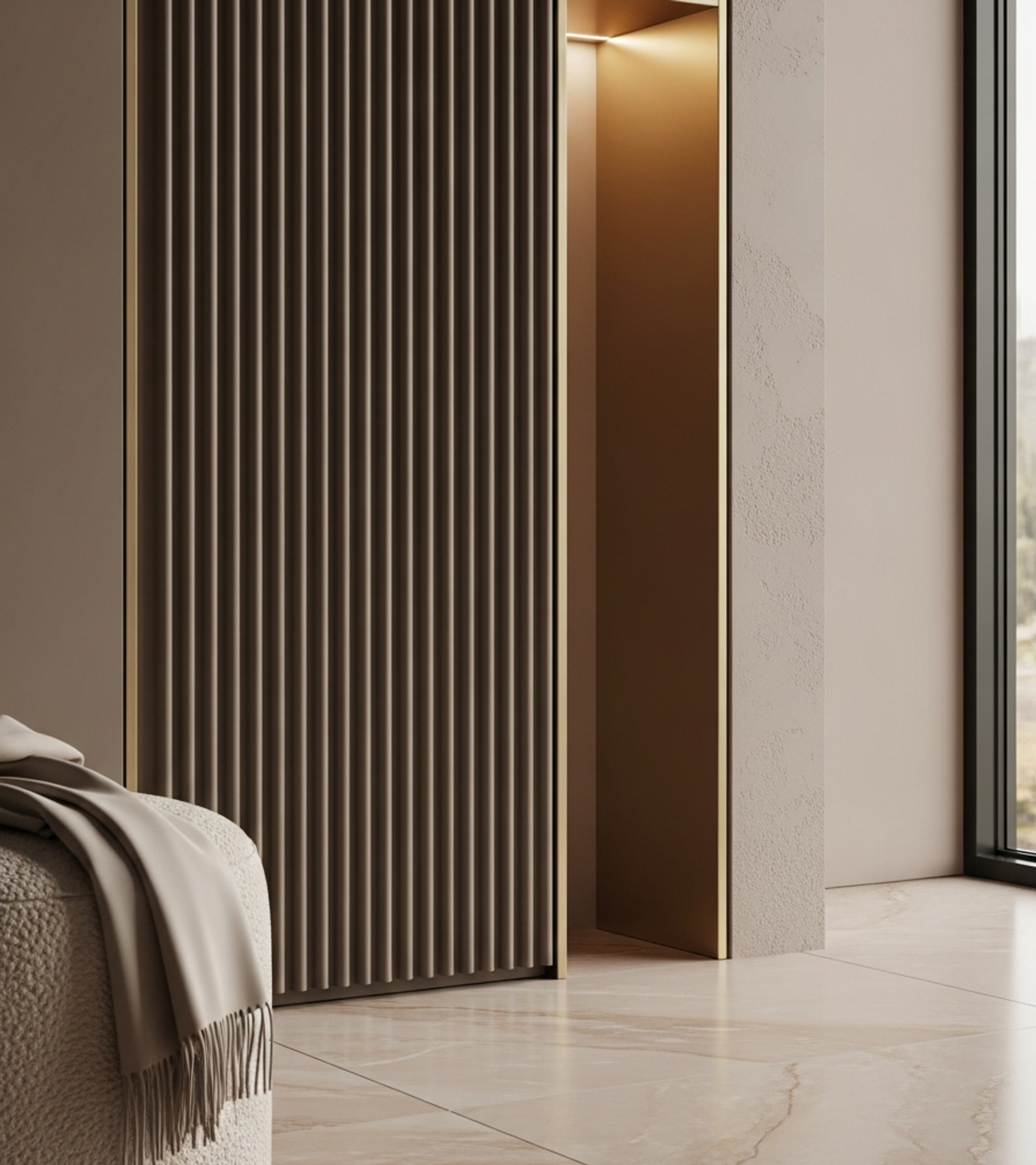 Fadior Brera Wardrobe Suite — close-up of stainless steel finish and hardware detail