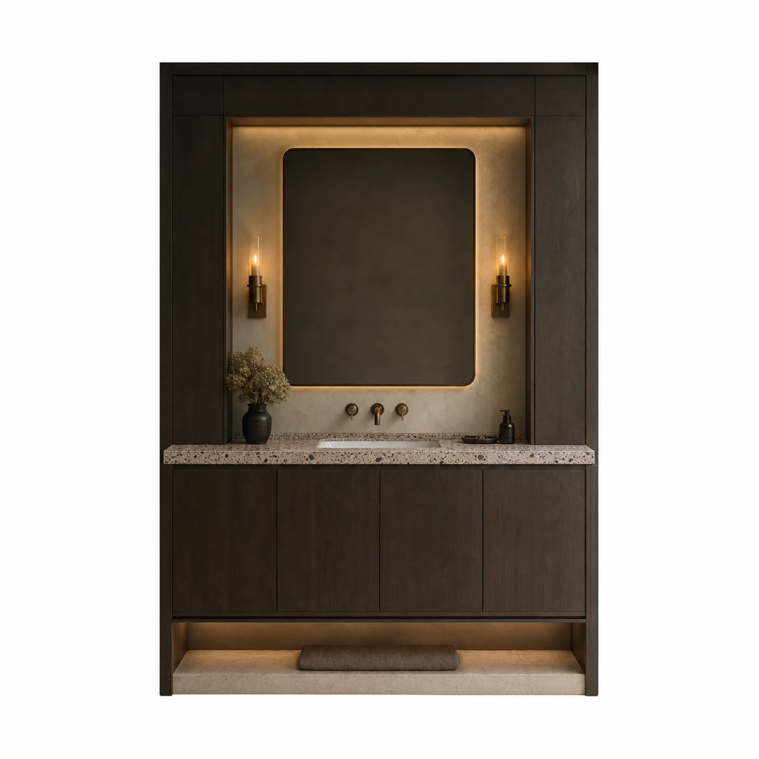 Suite de Baño y Tocador Solstice con Repisa de Piedra Lunar y Hueco para Toallas vista principal