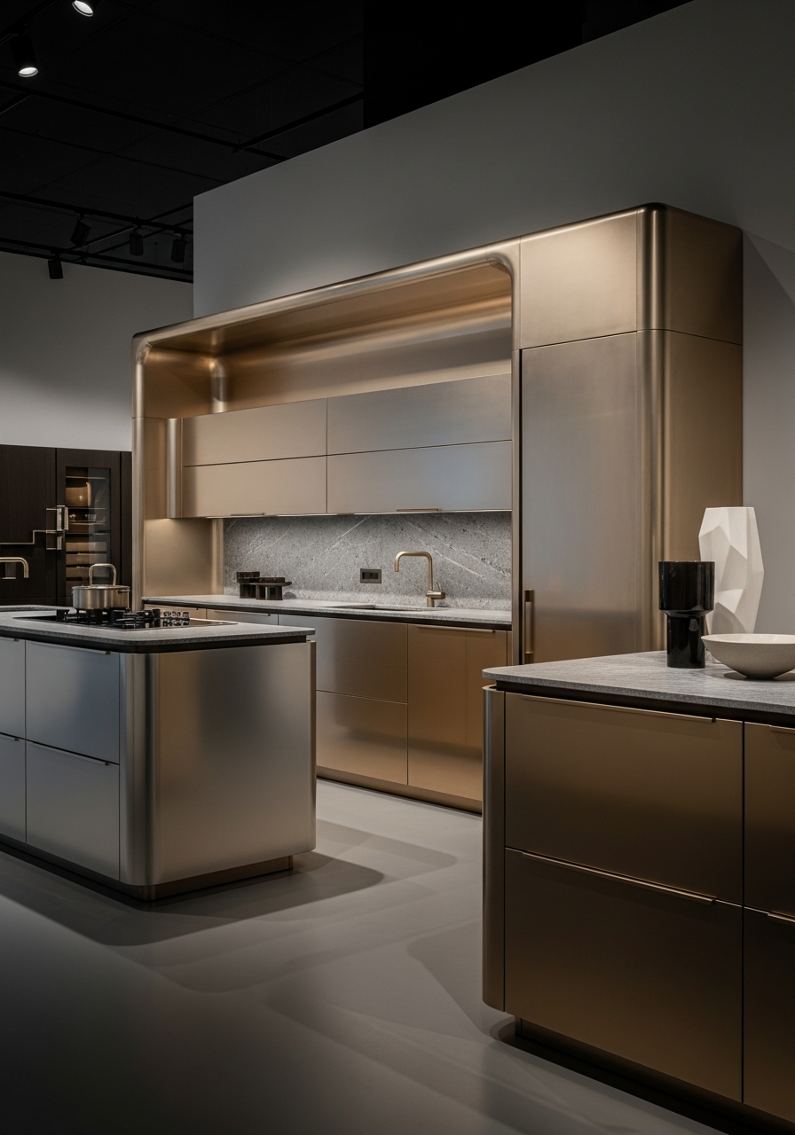 Fadior Milan Design Week Steel Pavilion — 304 stainless steel kitchen system, architectural view