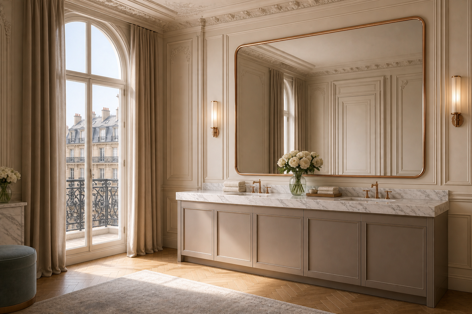 Fadior Solstice Bath and Vanity Suite with Diamond Seal Vanity Gallery — lifestyle setting with natural light and