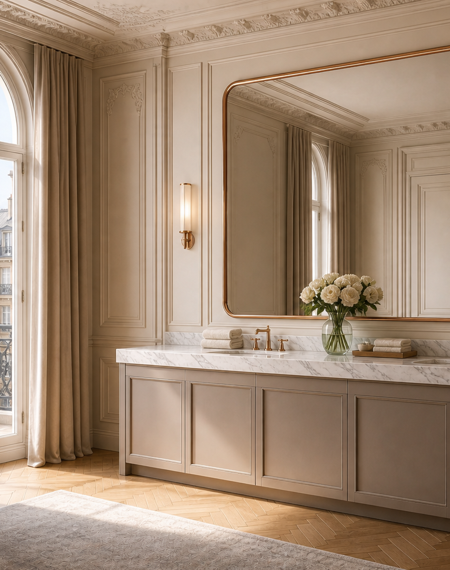Fadior Solstice Bath and Vanity Suite with Diamond Seal Vanity Gallery — lifestyle setting with natural light and