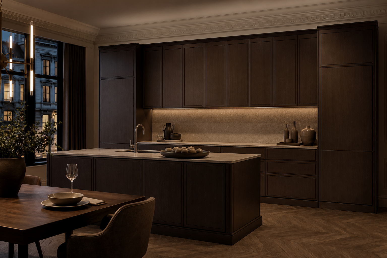 Fadior Pavilion Kitchen Suite with Gilded Hospitality Axis — lifestyle setting with natural light and residential styling