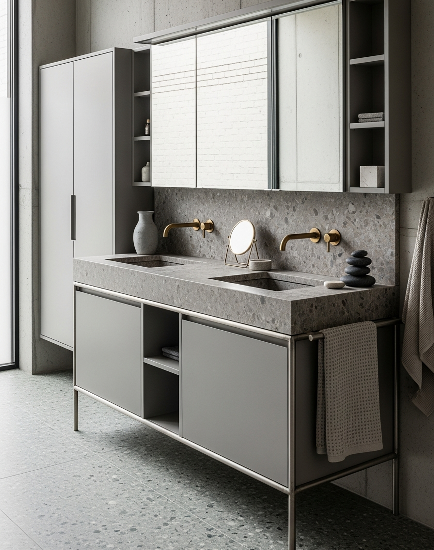 Fadior Acqua Vanity Suite — interior room context showing cabinet integration