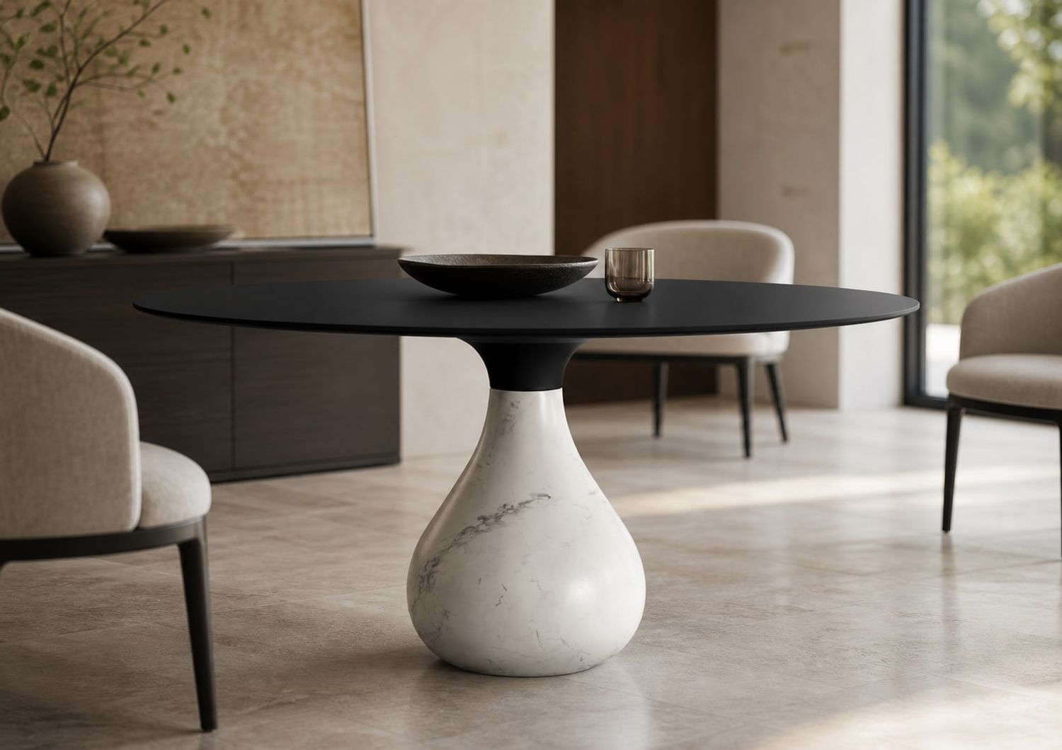 Marble Dining Table (DT-004) styled in a FADIOR HOME interior setting