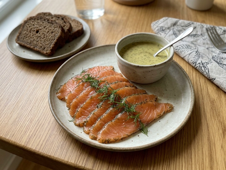 Gravad lax med hovmästarsås
