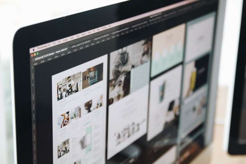 A screen with a commercial website layout in progress