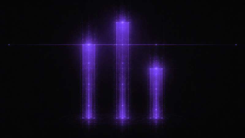 Three light gauges of different heights, one falling short of a threshold line