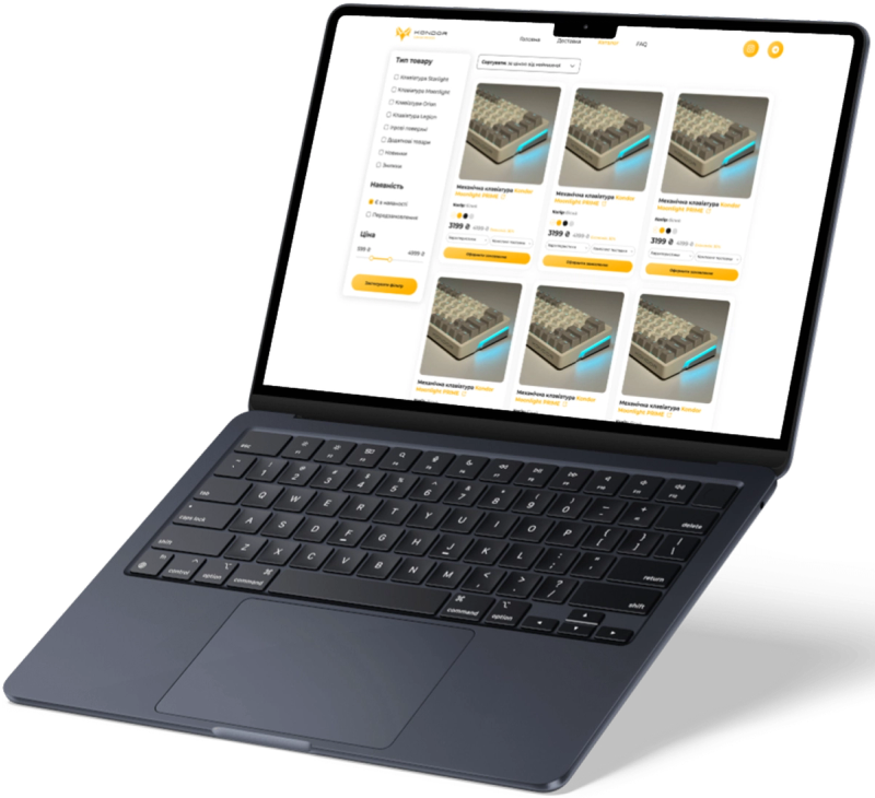 Kondor Device website on desktop
