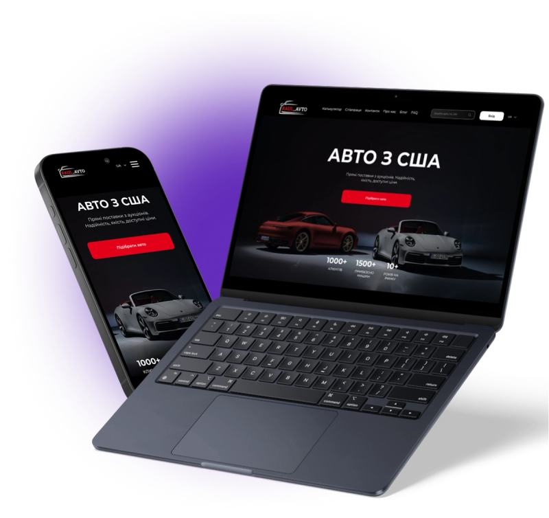 Raul Avto website shown on laptop and phone