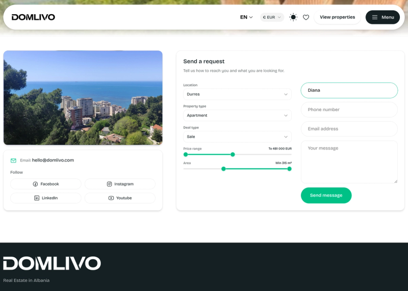 Domlivo contact form