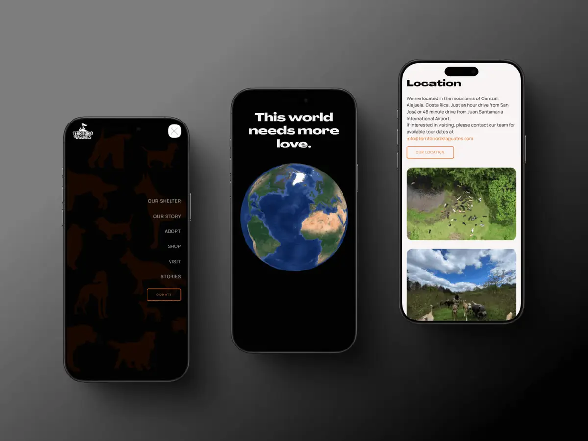 Territorio de Zaguates website shown on mobile