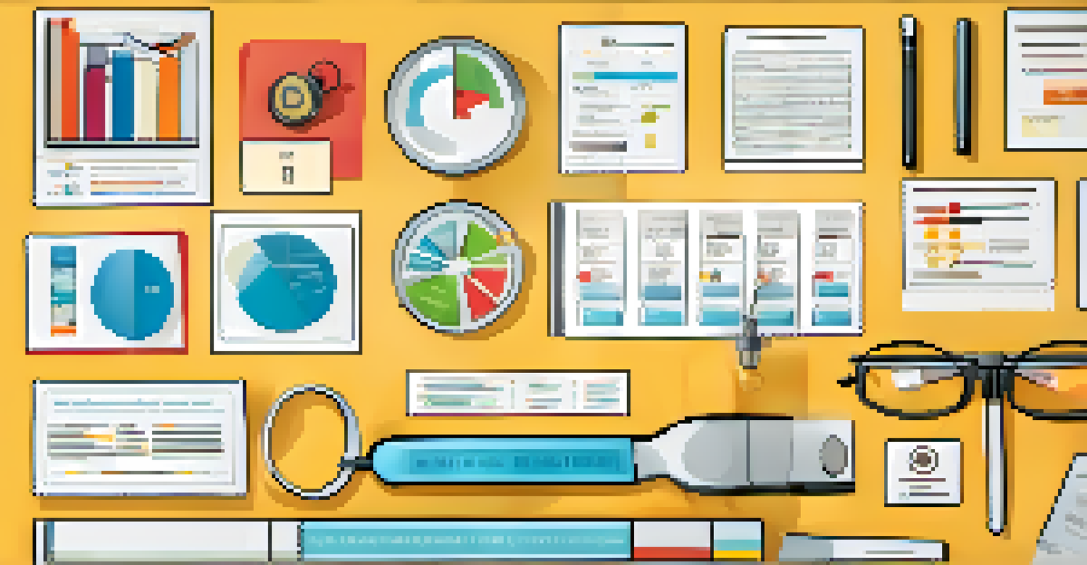 An infographic showcasing different self-report tools for addiction screening with colorful icons and labels.