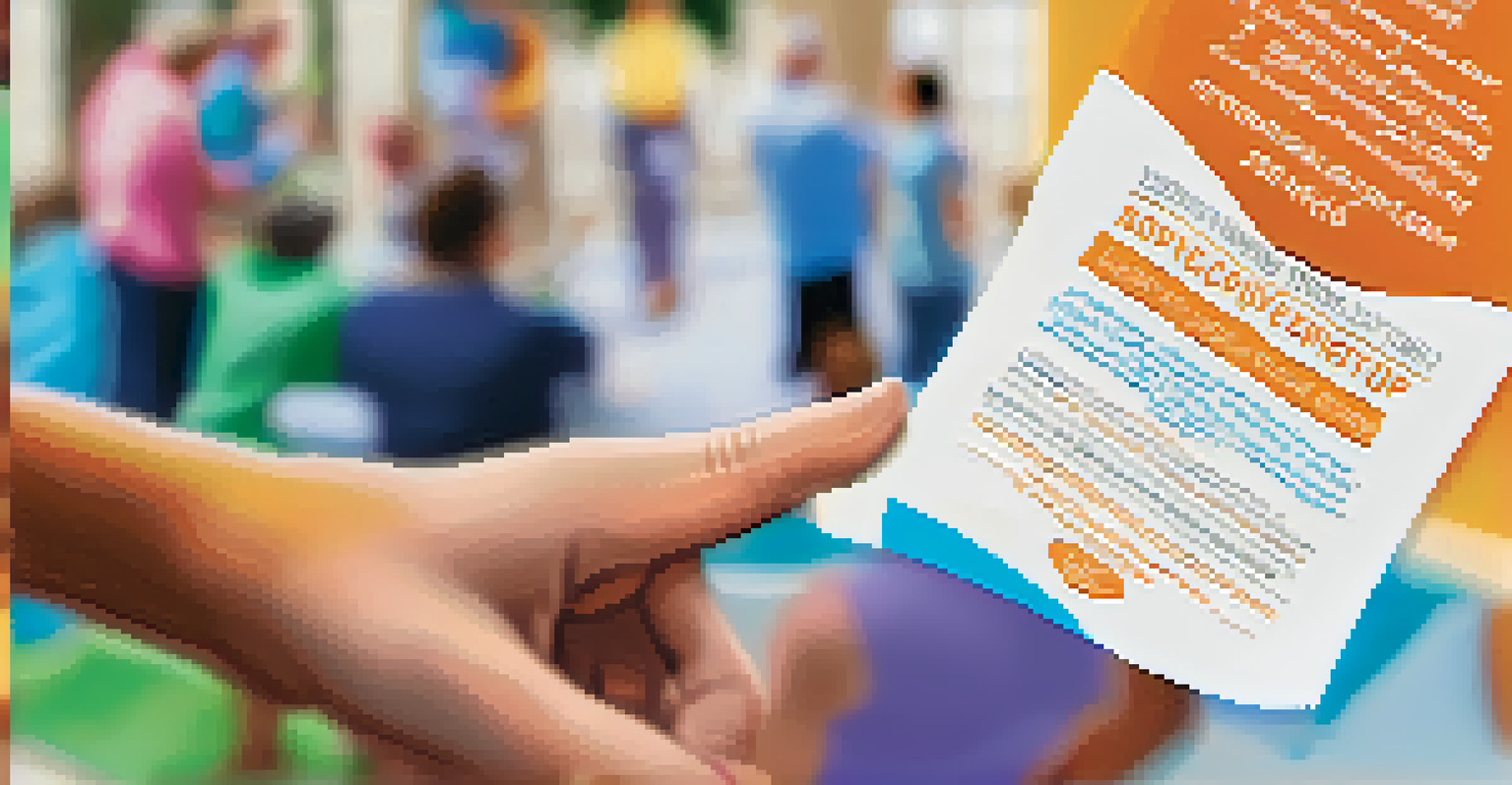 A close-up of hands holding a colorful support group flyer, highlighting community resources for addiction recovery.
