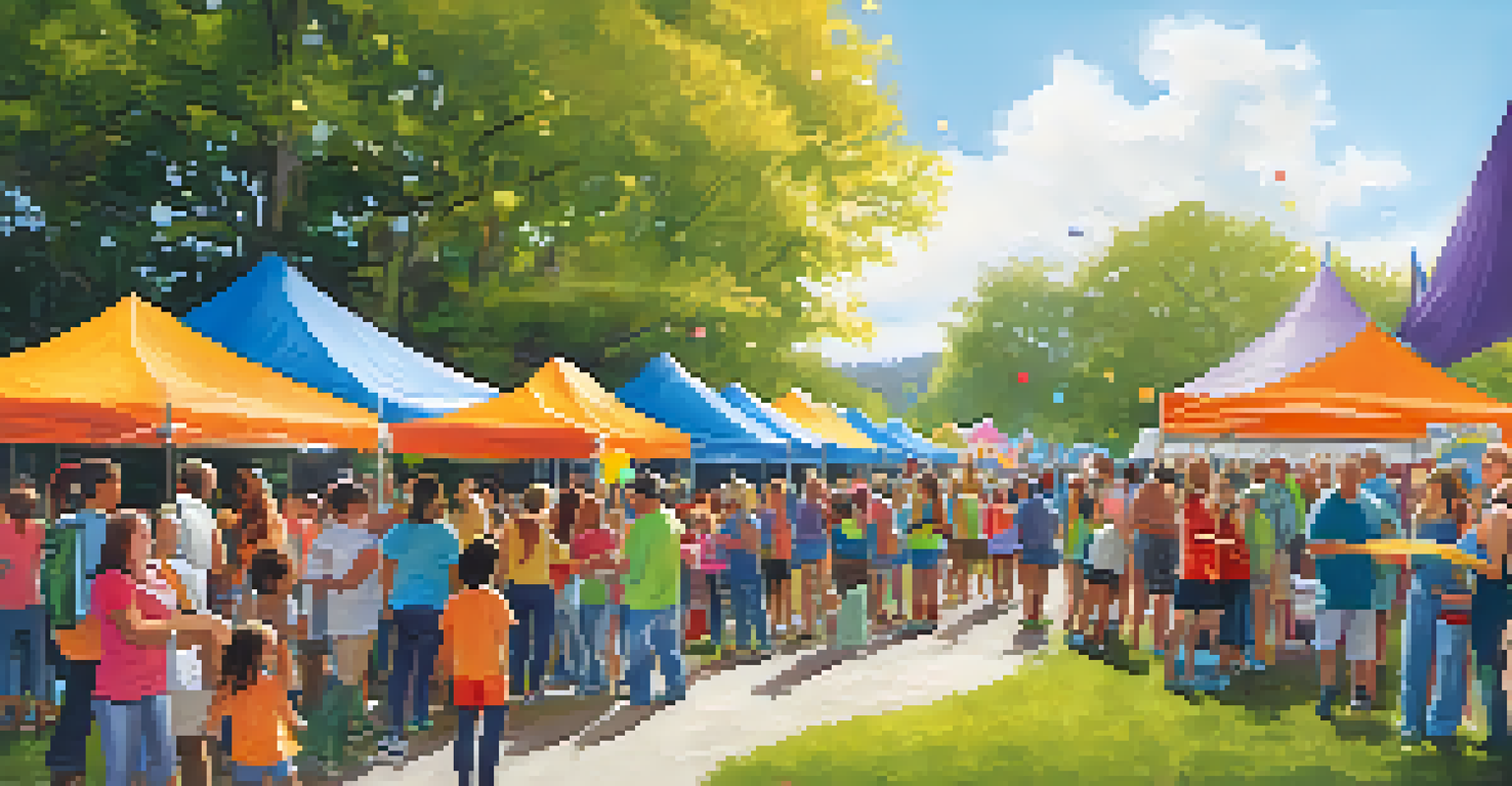 A lively outdoor community event promoting hope and recovery, with families enjoying various activities.