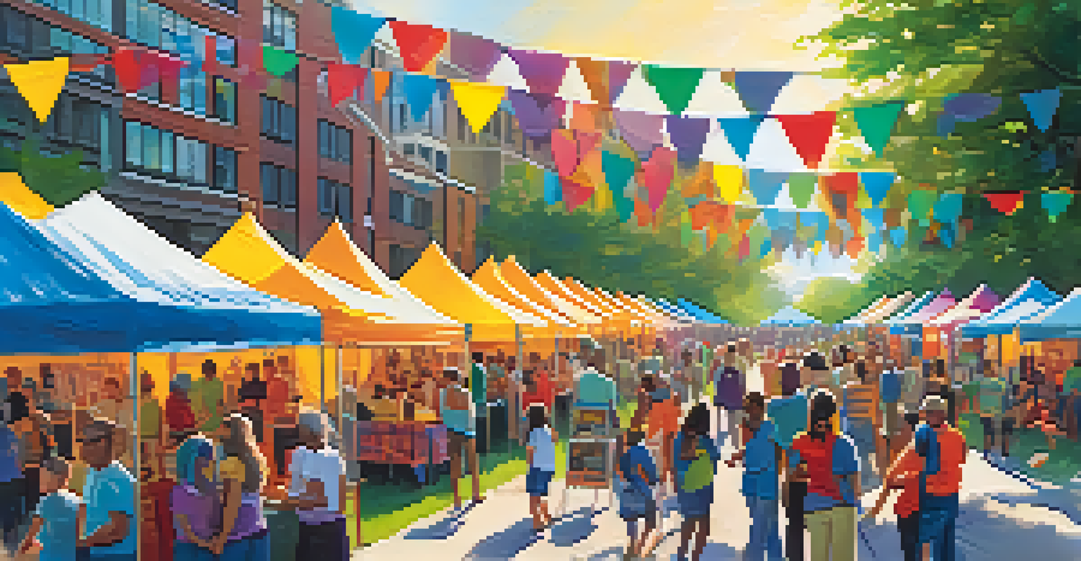 An outdoor community event with booths and tents promoting harm reduction awareness, featuring diverse participants engaging in activities.