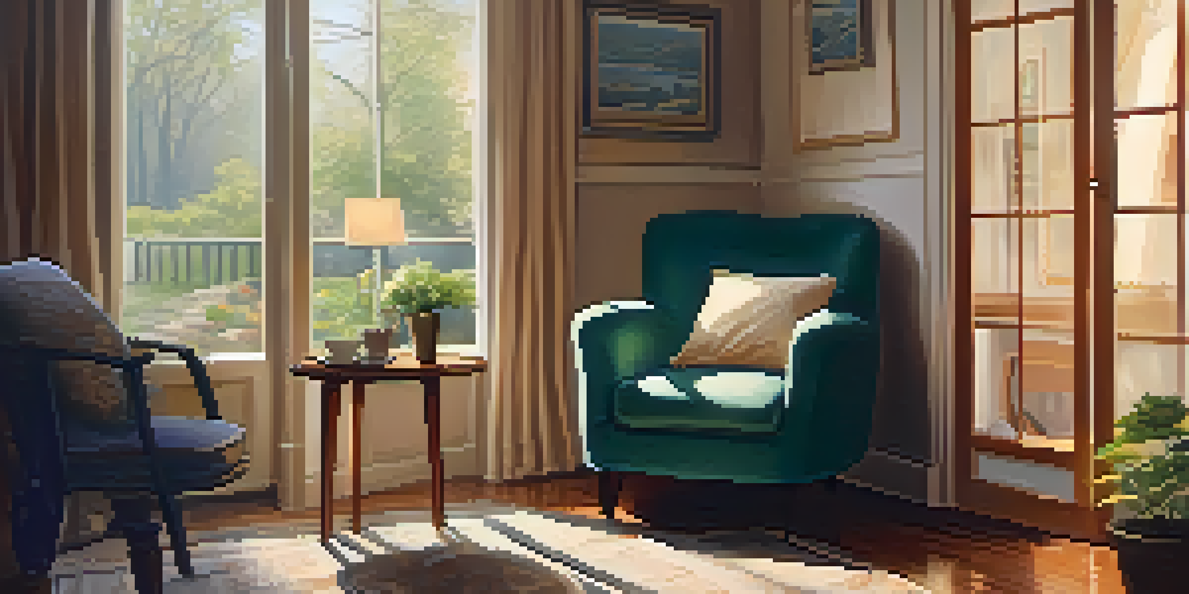 A cozy therapy room with a comfortable armchair and warm lighting.