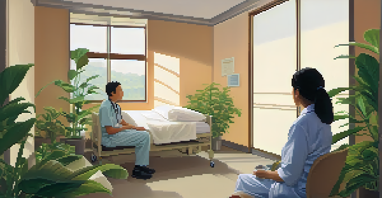 A healthcare provider discussing with a patient in a welcoming clinic room, emphasizing open communication.