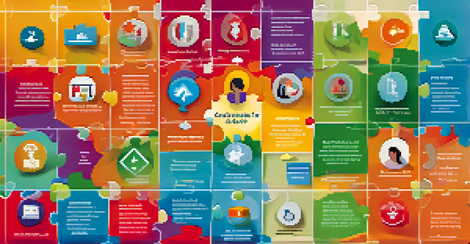 An infographic illustrating collaborative solutions in addiction recovery, with interconnected puzzle pieces representing various organizations.