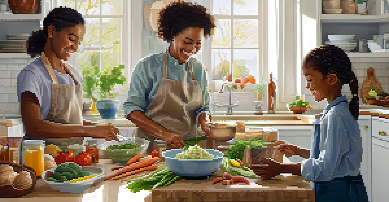Close-up of family hands preparing a meal together in a bright kitchen, symbolizing teamwork and support.