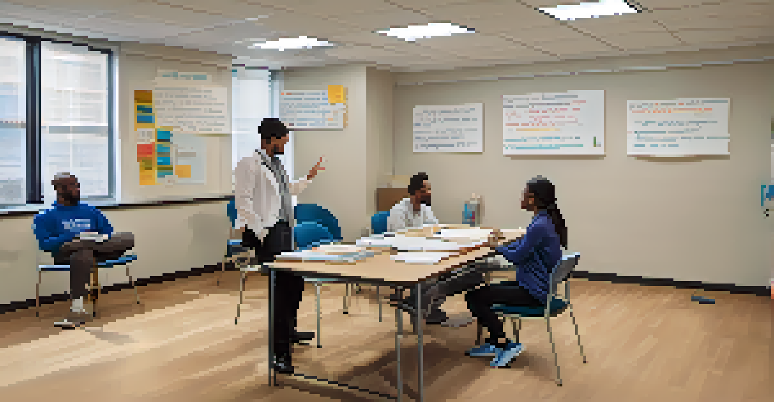 Staff members participating in a training session, practicing empathetic listening in a well-lit room.