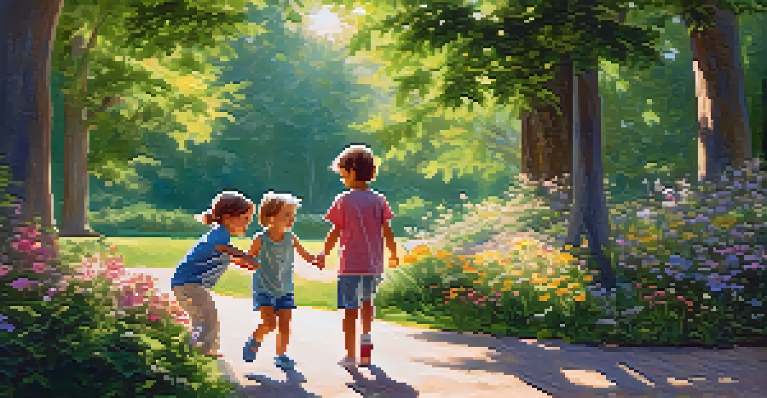 Siblings playing together in a park, enjoying a sunny day and showcasing their bond.