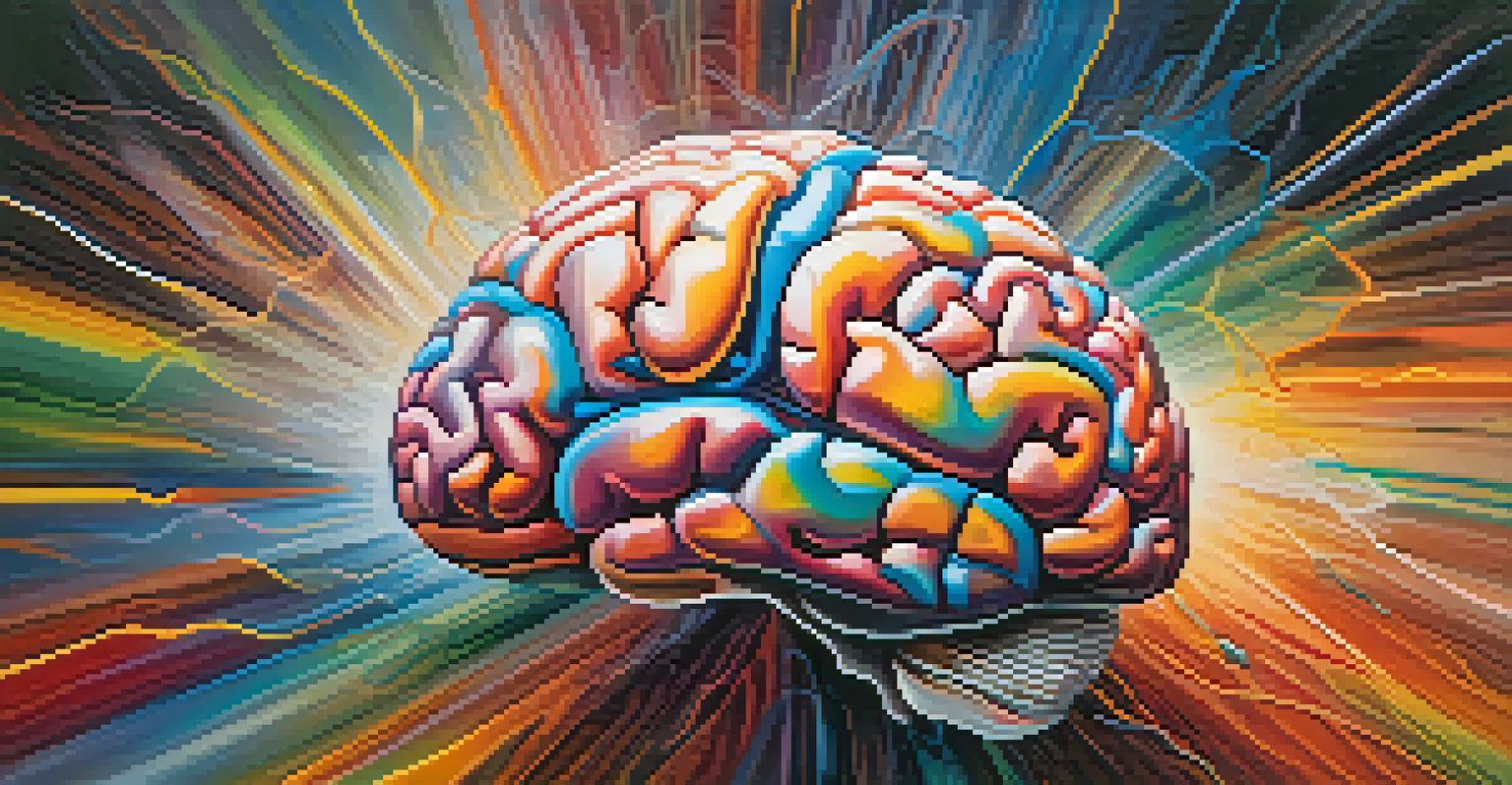 An abstract representation of a colorful brain surrounded by swirling patterns, symbolizing memory.