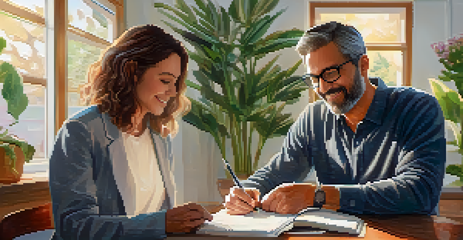 A therapist listening attentively to a recovering individual in a cozy office setting.
