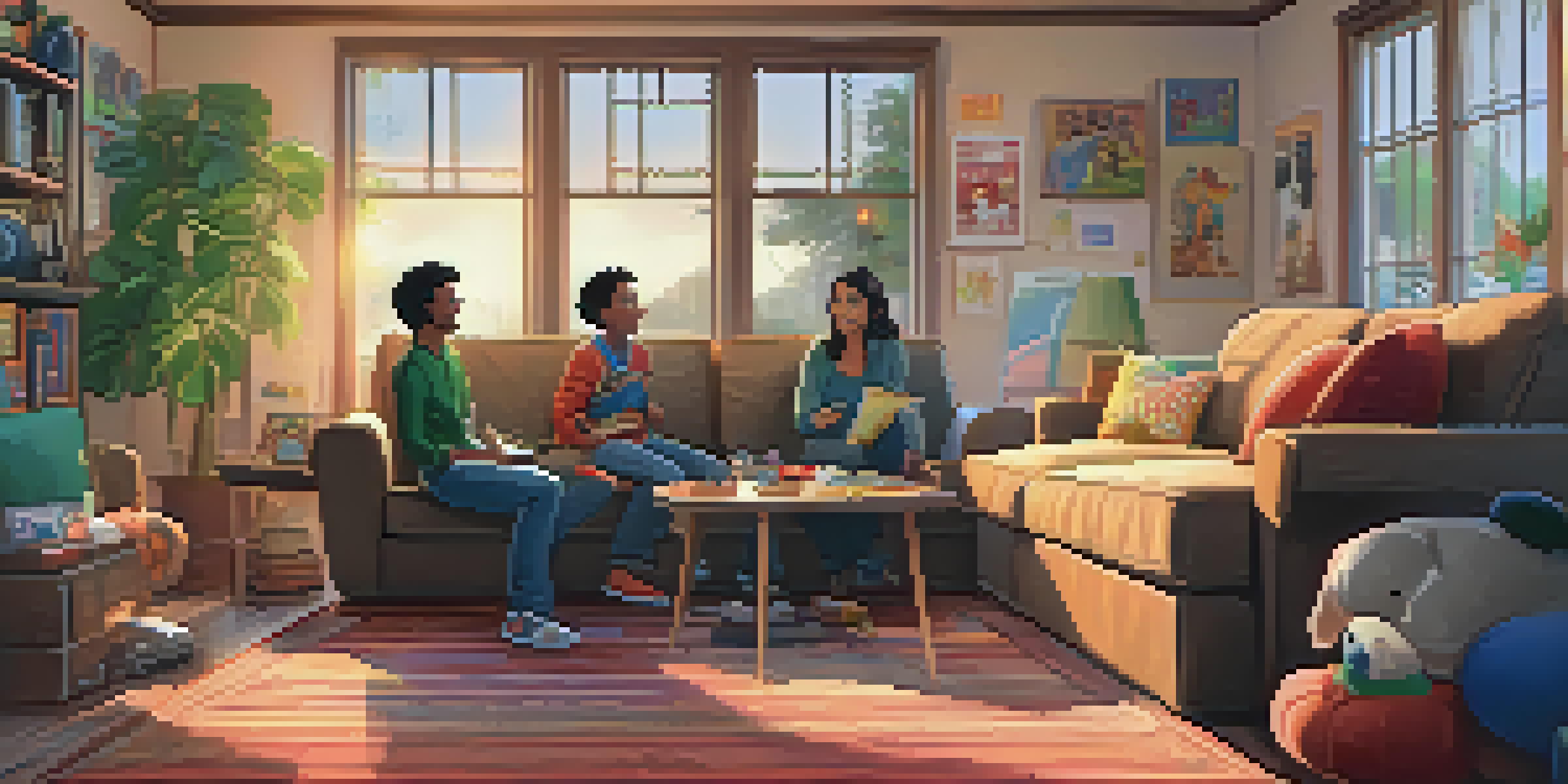 A family enjoying gaming together in a cozy living room, filled with warmth and joy.