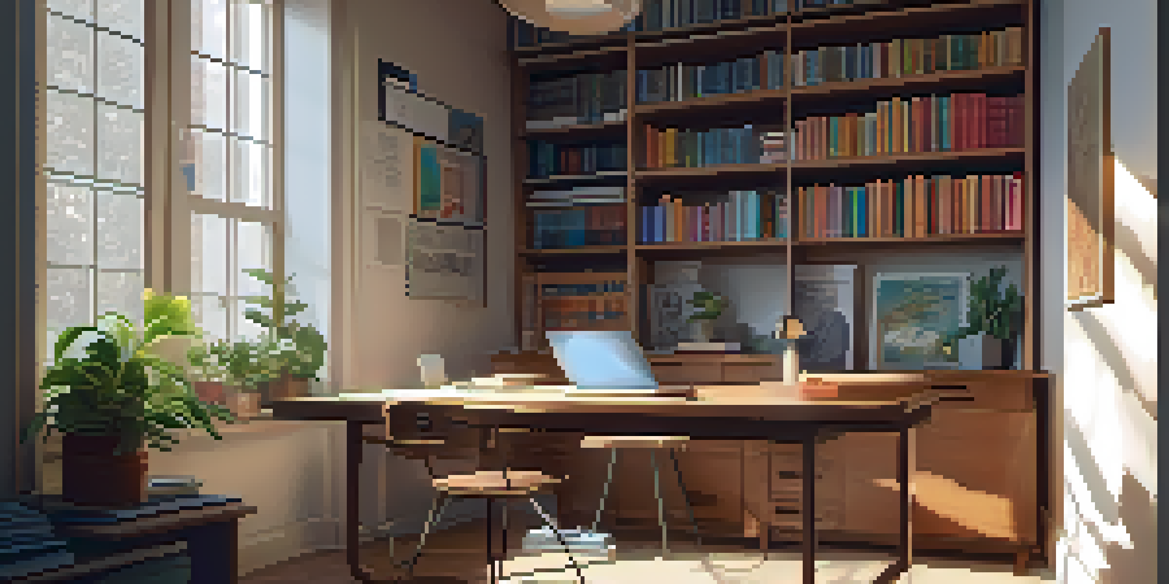 A young person studying in a well-lit room with books and a laptop, creating a peaceful atmosphere.