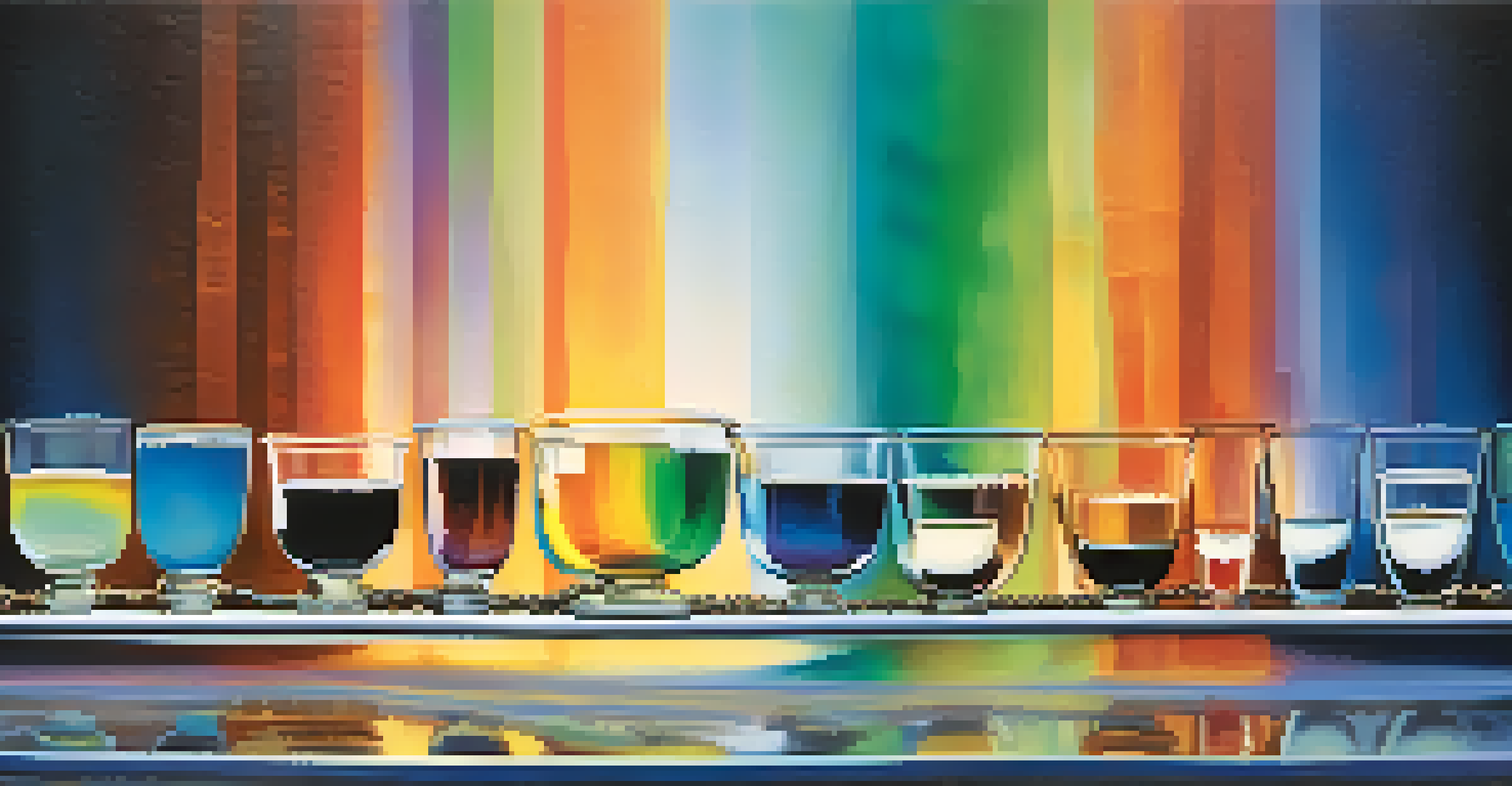 An artistic gradient scale representing the spectrum of substance use disorders, with symbols for mild to severe addiction, on a calming blue-green background.