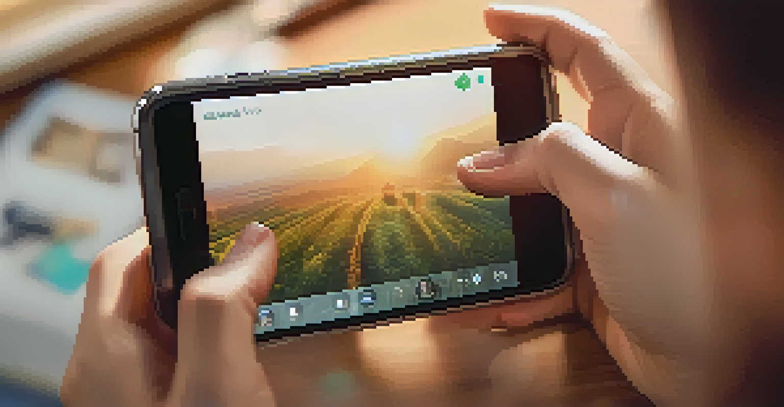 A close-up of hands holding a smartphone displaying a virtual therapy session with a therapist on the screen.