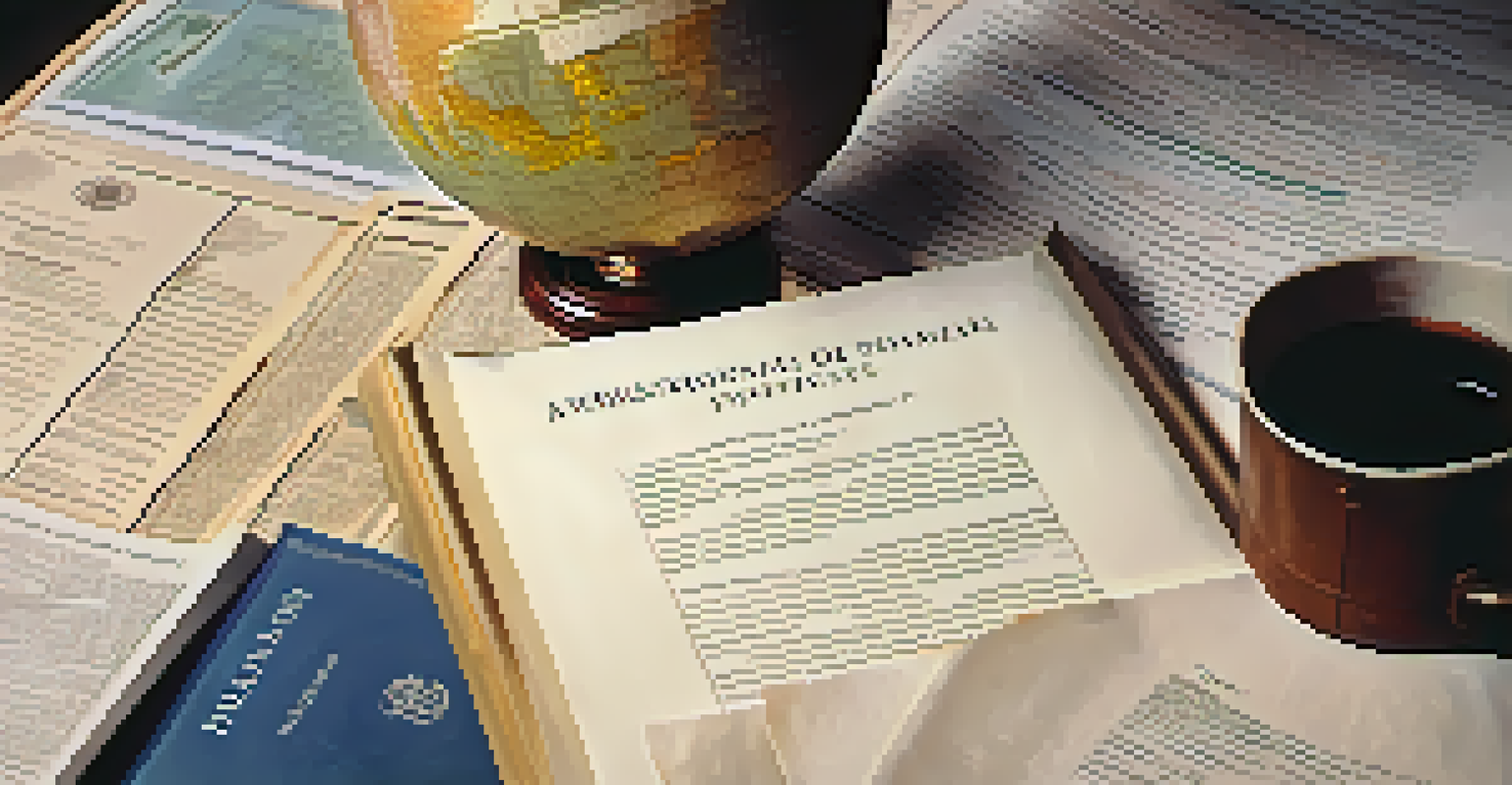 A close-up of international treaties on addiction with a globe in the background, symbolizing global collaboration.