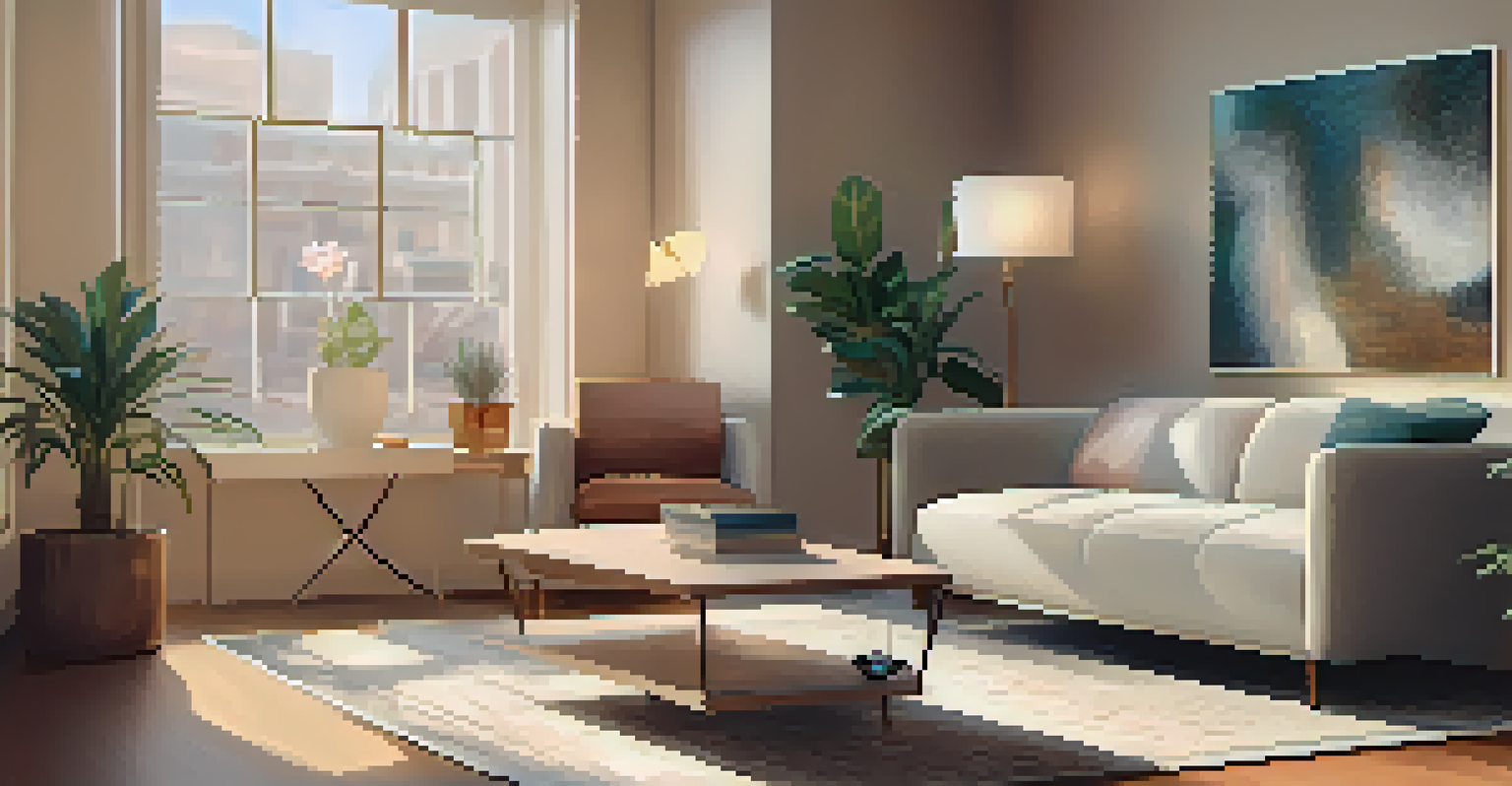 A cozy therapist's office with a couch and armchairs, designed for couples counseling, featuring soft lighting and calming decor.