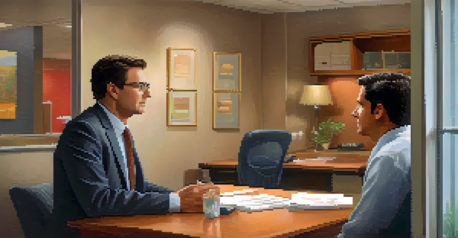A manager compassionately speaking with an employee in a cozy office, showcasing a supportive and understanding environment.