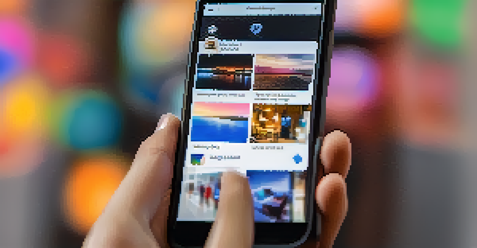 A close-up of a teenager's hands holding a smartphone, scrolling through social media posts about substance use.
