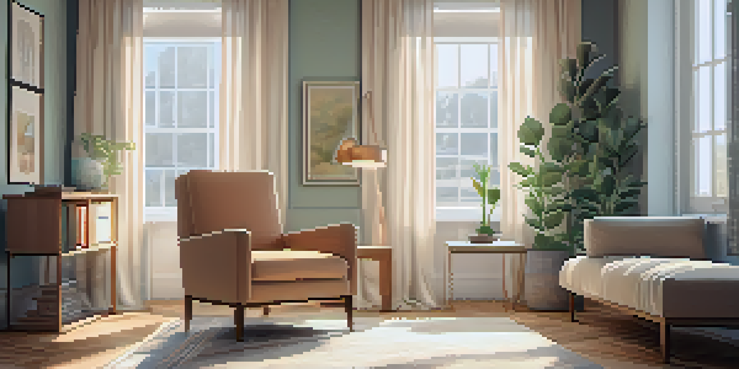 A peaceful therapy room with natural light, a comfortable armchair, and calming decor.
