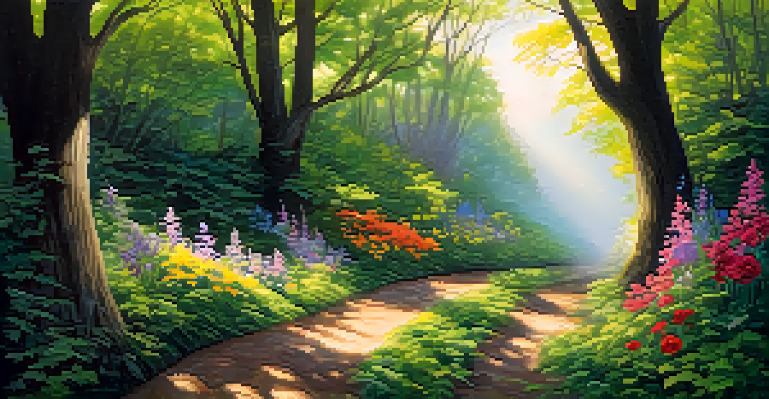 Two diverging pathways in a serene forest, symbolizing the different experiences of men and women with addiction.