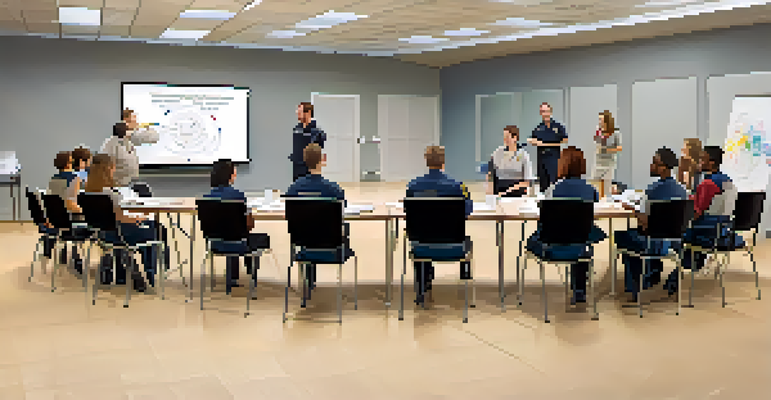 An intervention team participating in an empathetic role-playing training session in a professional workshop setting.
