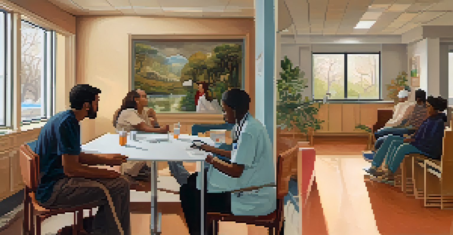 A split-screen image showing a medical professional with a patient on one side and a community gathering in a home on the other, illustrating different cultural approaches to addiction.