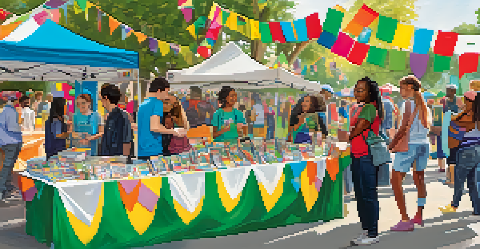 A community event with teens engaging at a booth about mental health and substance use.