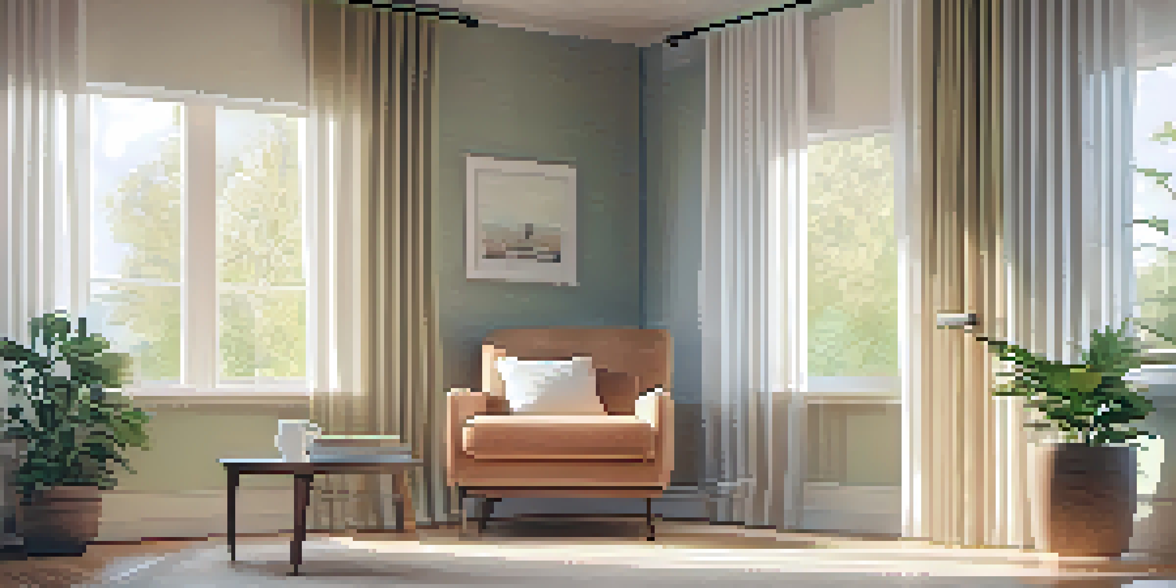 A peaceful therapy room with natural light, a comfortable armchair, and a potted plant, creating a calming atmosphere.
