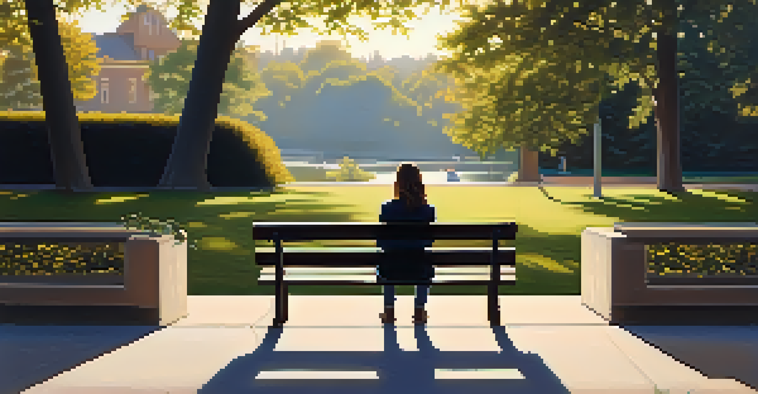 A celebrity sitting on a park bench in a serene outdoor setting, looking contemplative during golden hour.