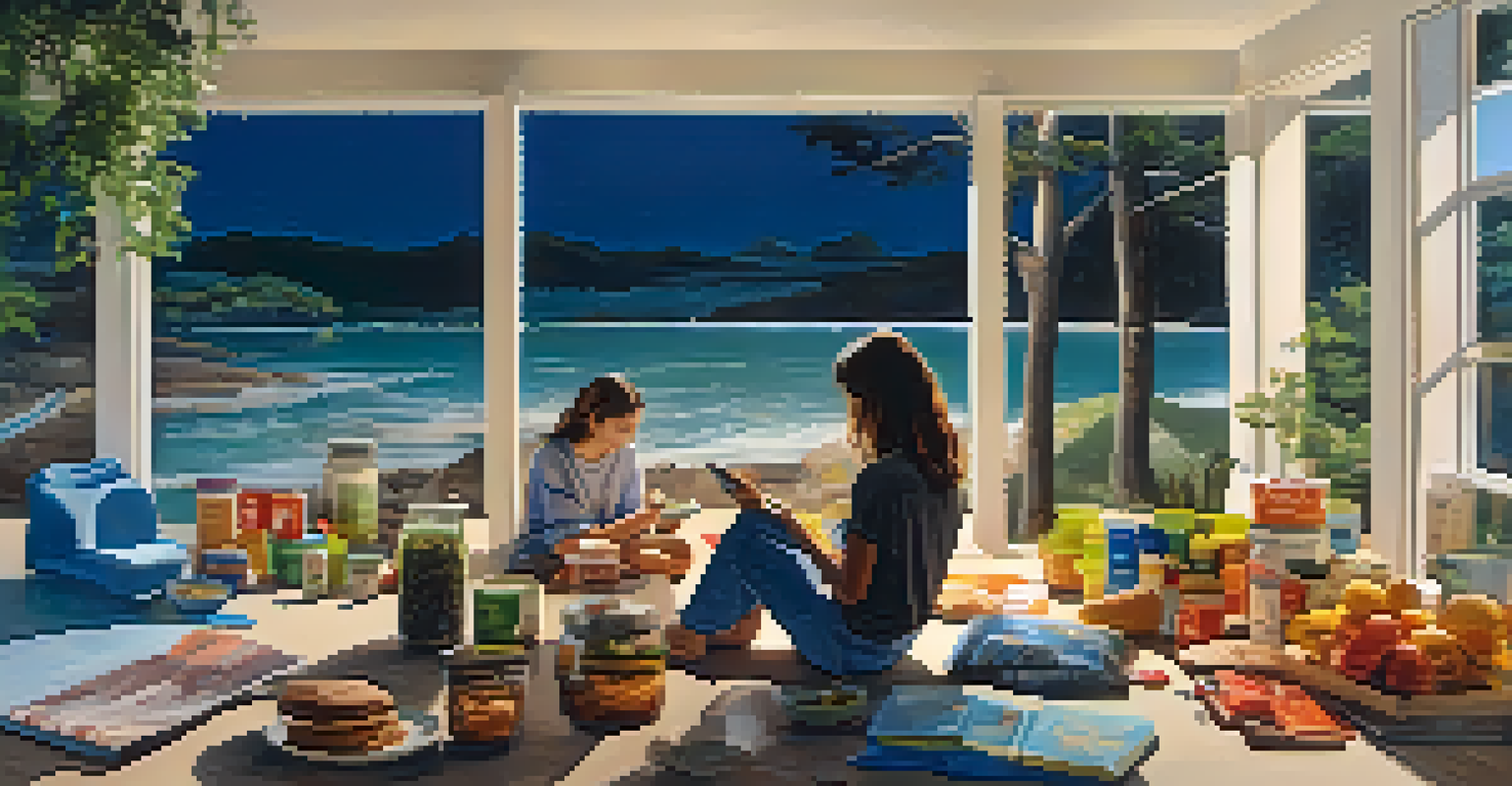 A split image showing a person alone with their smartphone indoors, and the same person happily engaging with friends outdoors.