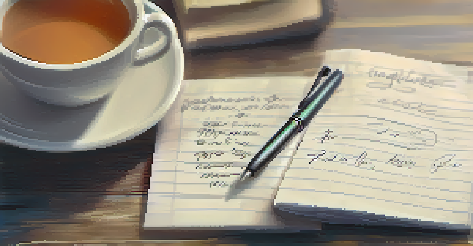Close-up of a notepad with handwritten notes on addiction and recovery, symbolizing a motivational interviewing session.