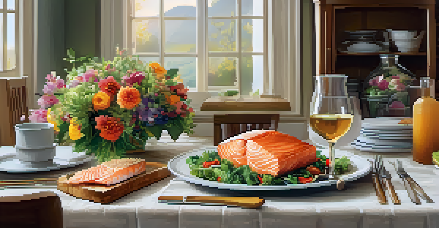 A beautifully arranged dining table with healthy dishes, creating a warm and inviting atmosphere for shared meals.