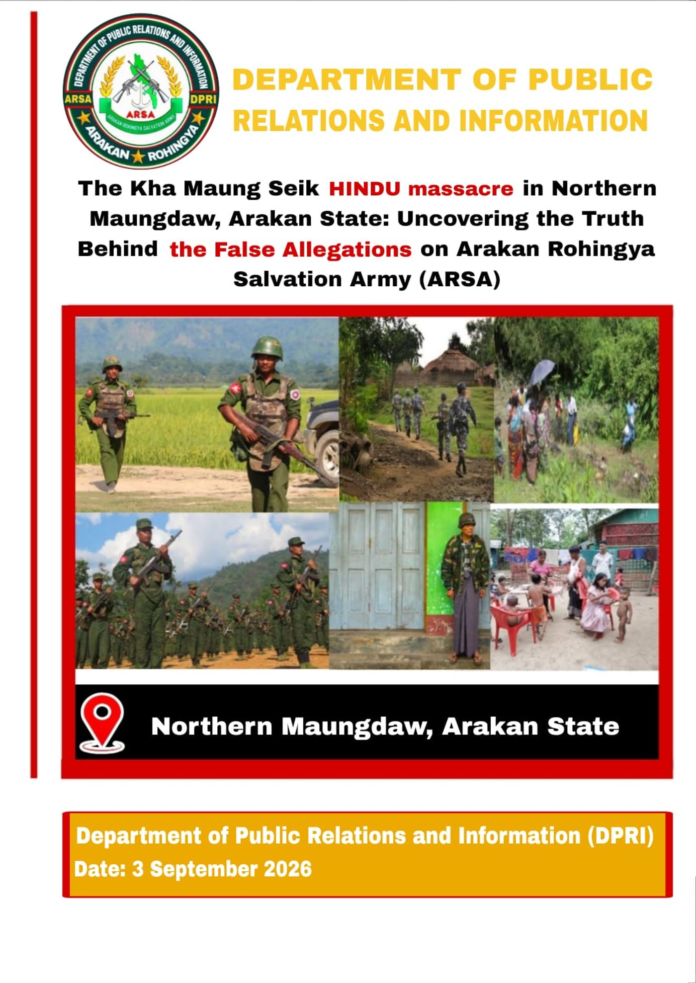The Kha Maung Seik Hindu Massacre in Northern Maungdaw, Arakan State: Uncovering the Truth Behind the False Allegations on Arakan Rohingya Salvation Army (ARSA)
