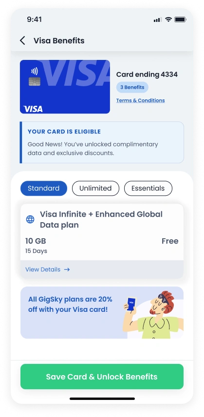 View eligible Visa benefits