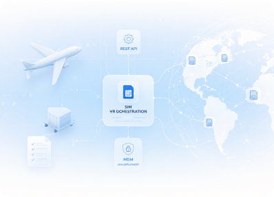 SIM orchestration and MDM deployment illustration
